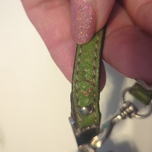 Tignanello Wristlet Canvas / Wallet / Black Plaid Green Leather Strap & Trim - Picture 4 of 8